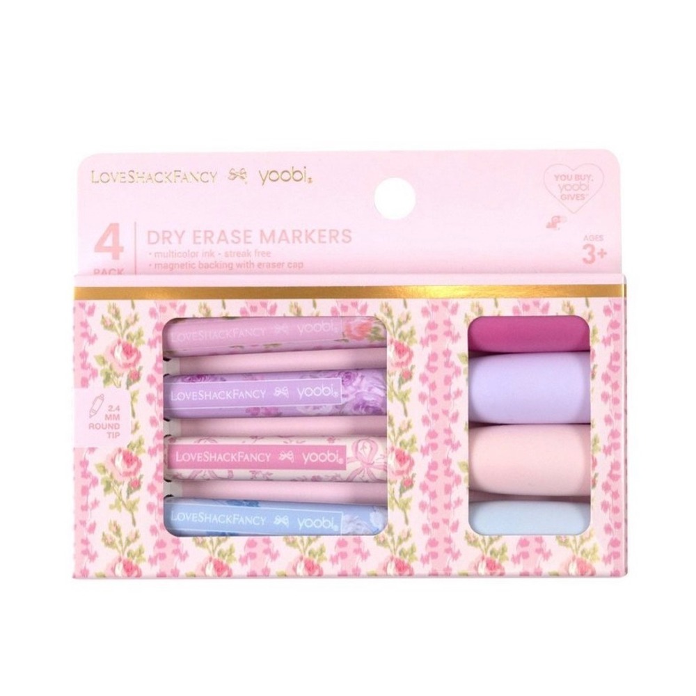 LoveShackFancy x Yoobi Blooming Heirloom Dry Erase Markers 4 Pack NWT